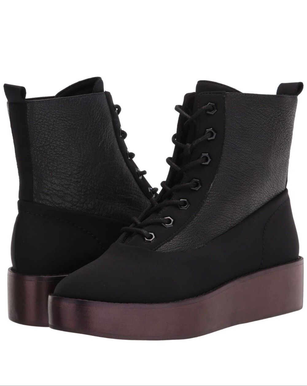 Anthropologie $195 x Kelsi Dagger Brooklyn Freeze Platform Boots black Leather 8